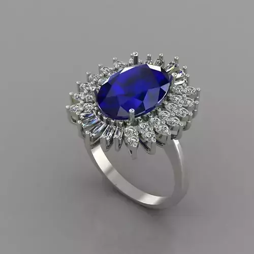 Femalering sapphire and diamond ring