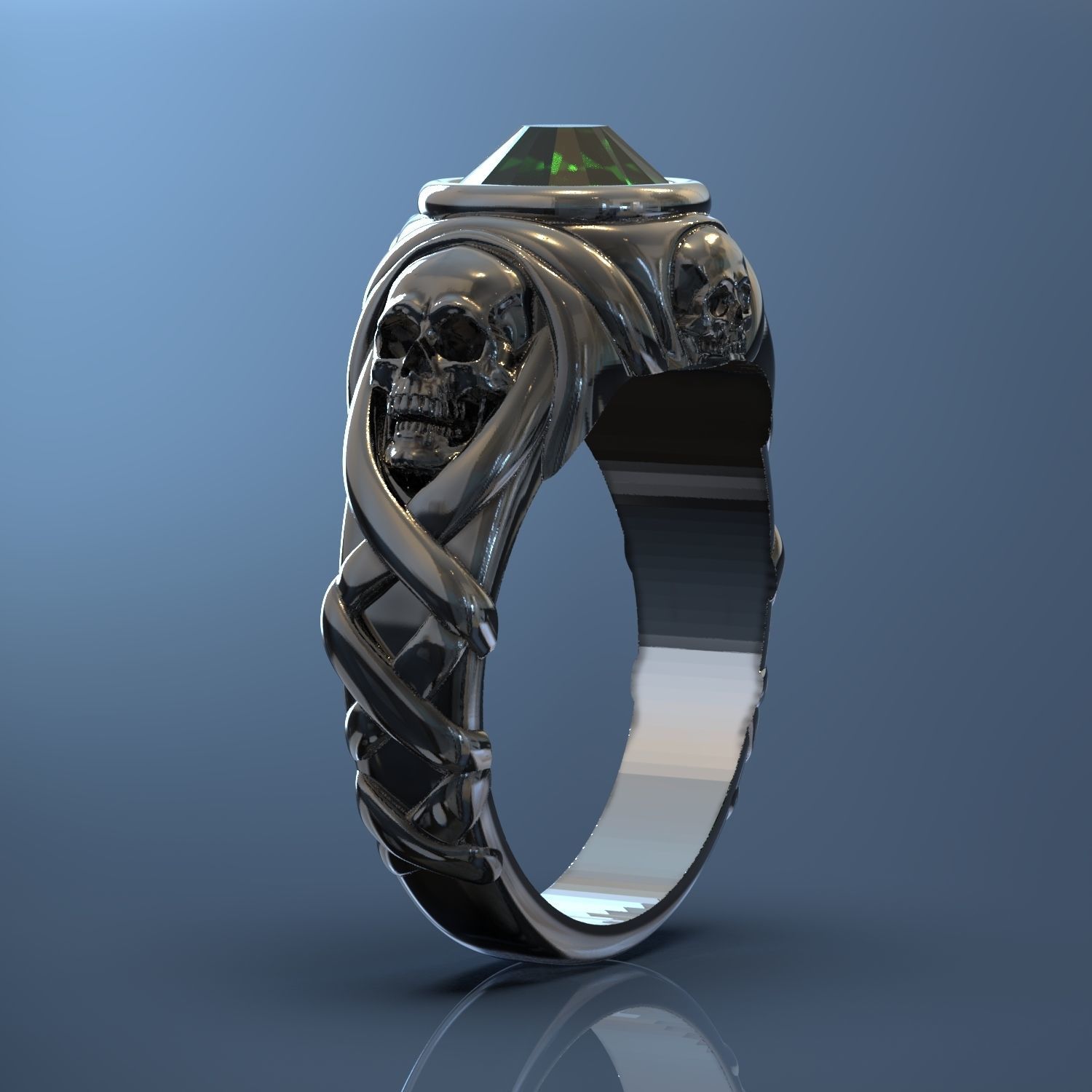 Jack sparrow s ring with skulls 3D print model_1