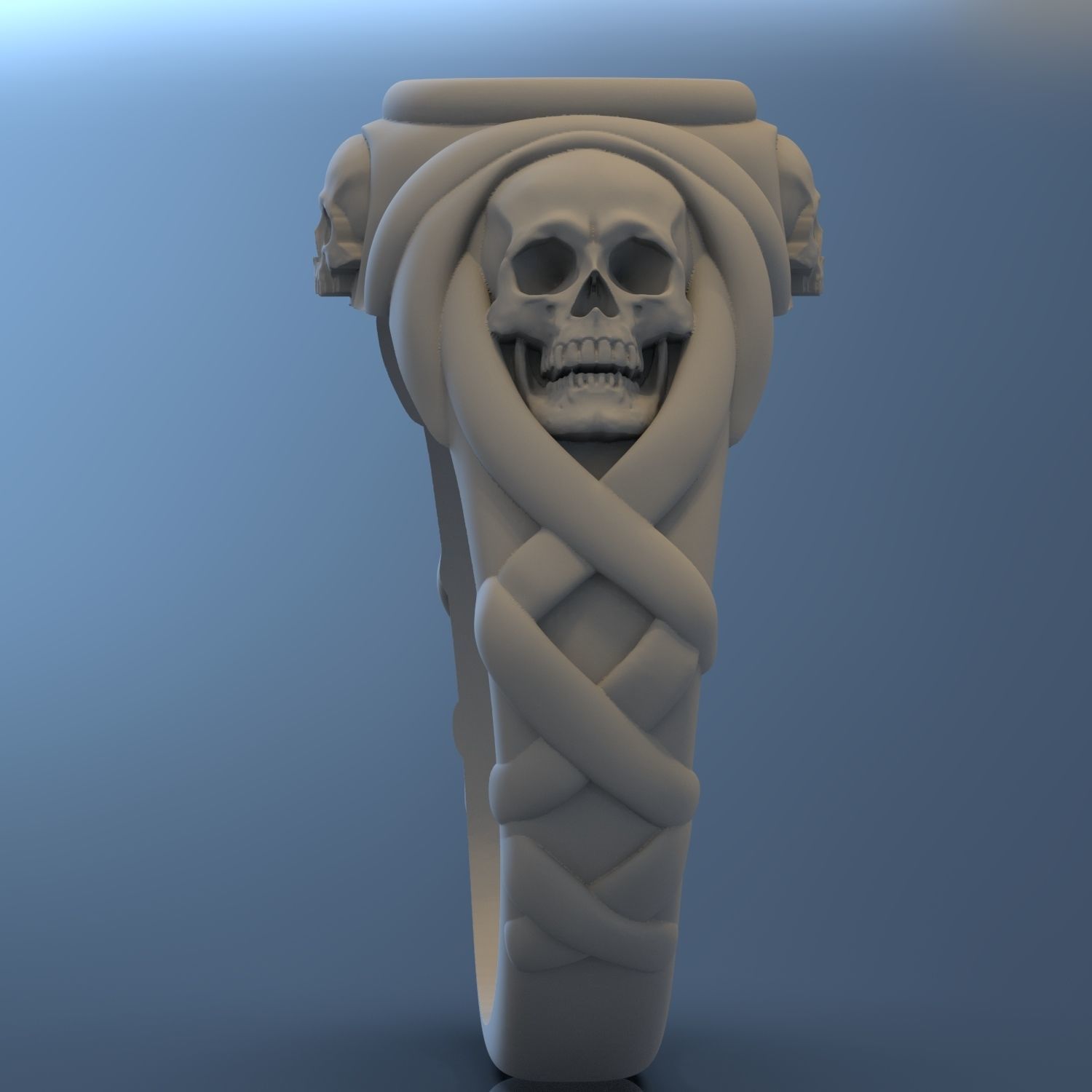 Jack sparrow s ring with skulls 3D print model_2