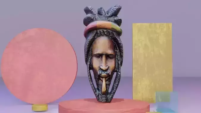 Legendary Bob Marley wall mask Low-poly 3D model
