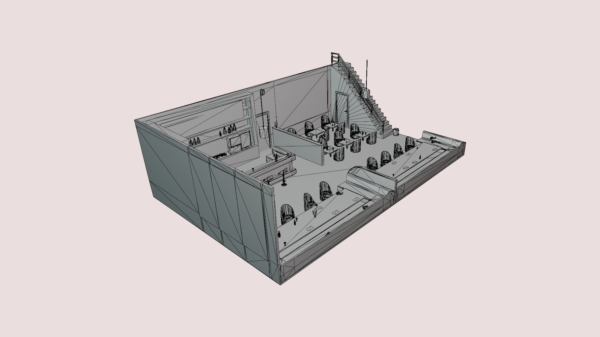 A bar room with a light floor Free low-poly 3D model_5