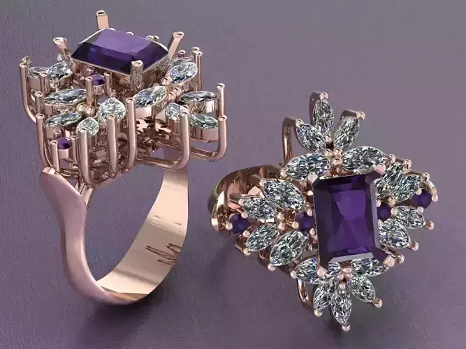 marquise diamond ring 12 3D print model