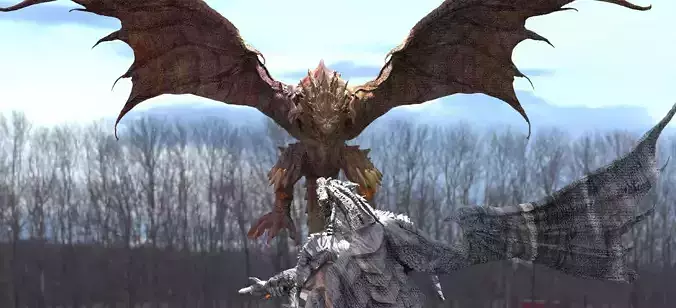 Demon Lava Dragon and Jungle Dragon 3D model