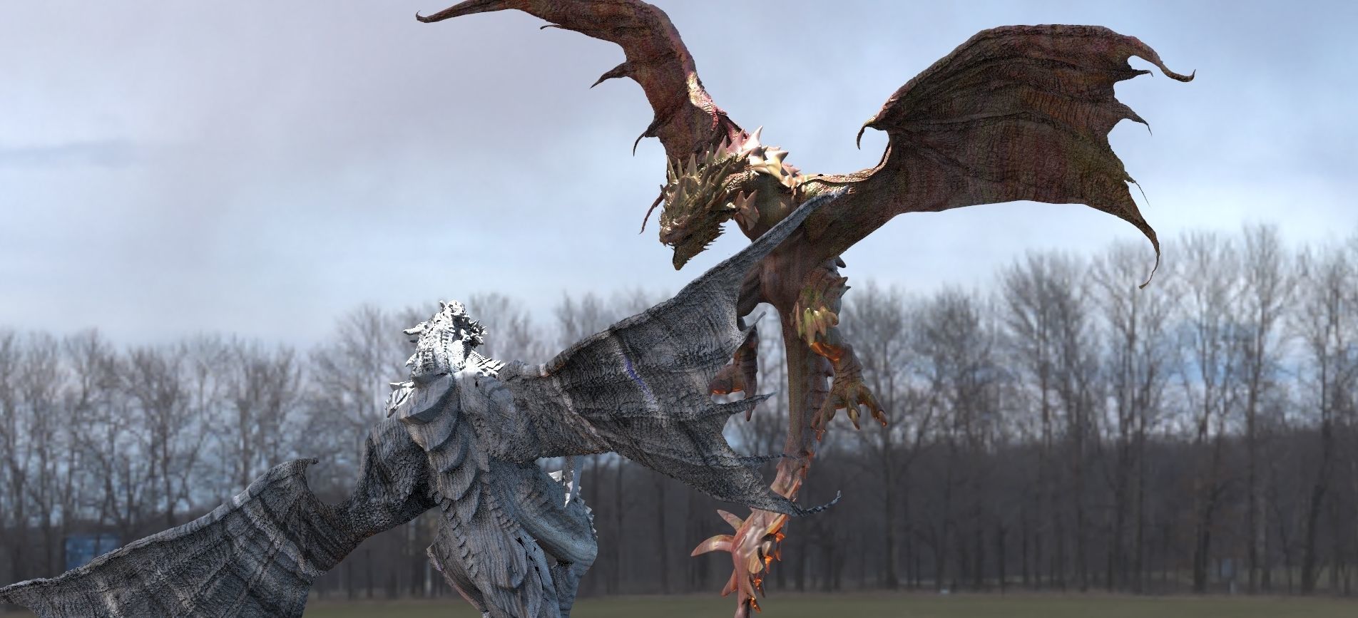 Demon Lava Dragon and Jungle Dragon 3D model_5