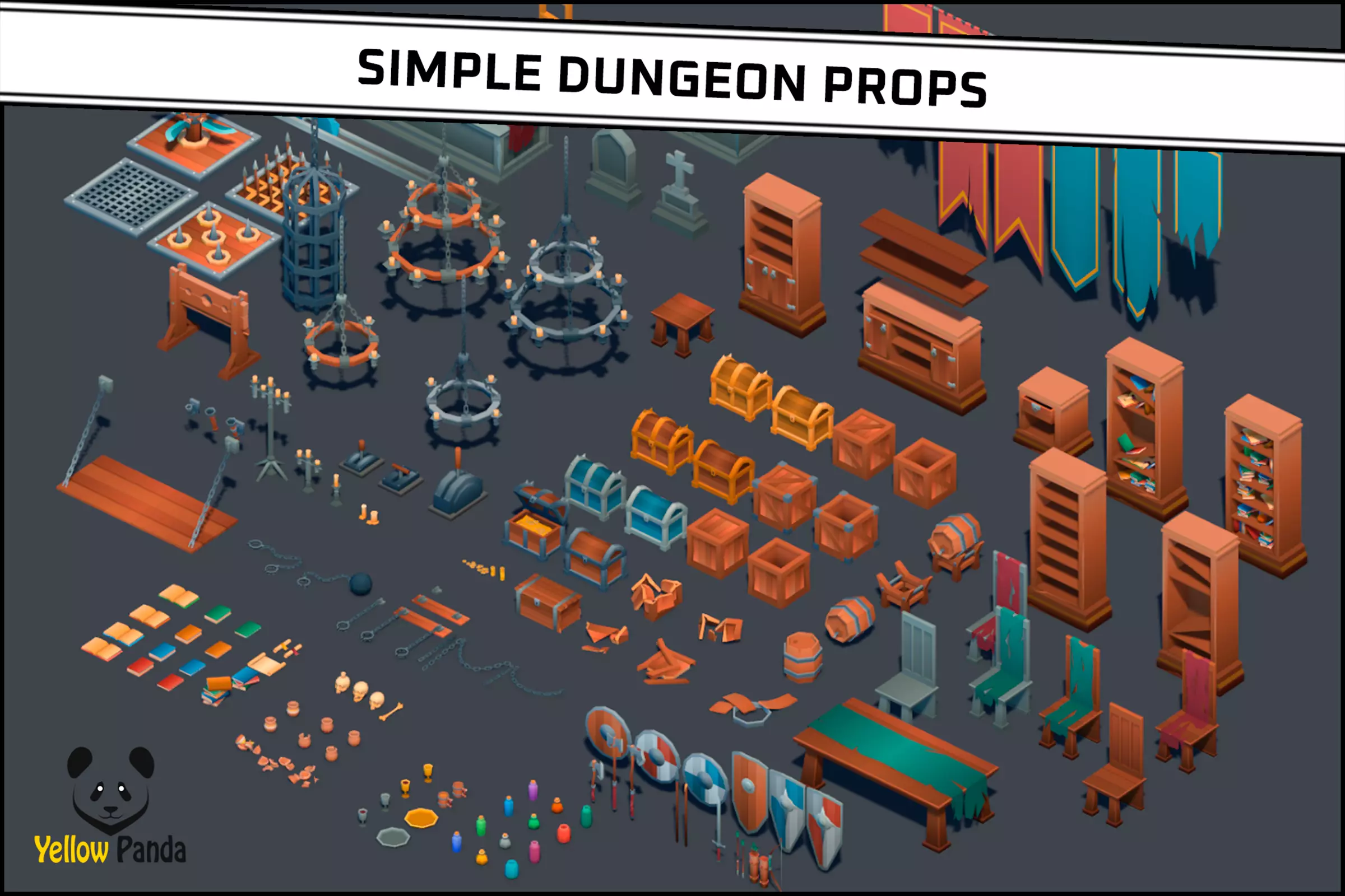 Simple dungeon props Low-poly 3D model