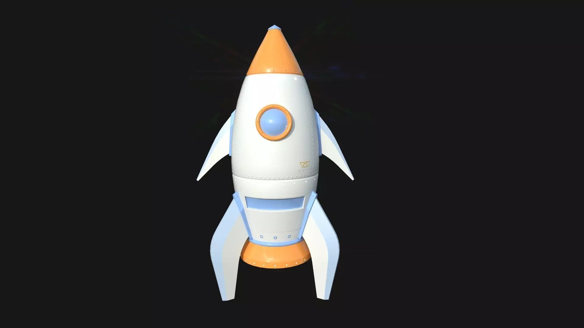 Cartoon Spaceship 01 White Orange - Spacecraft Vehicle SciFi Low-poly 3D model