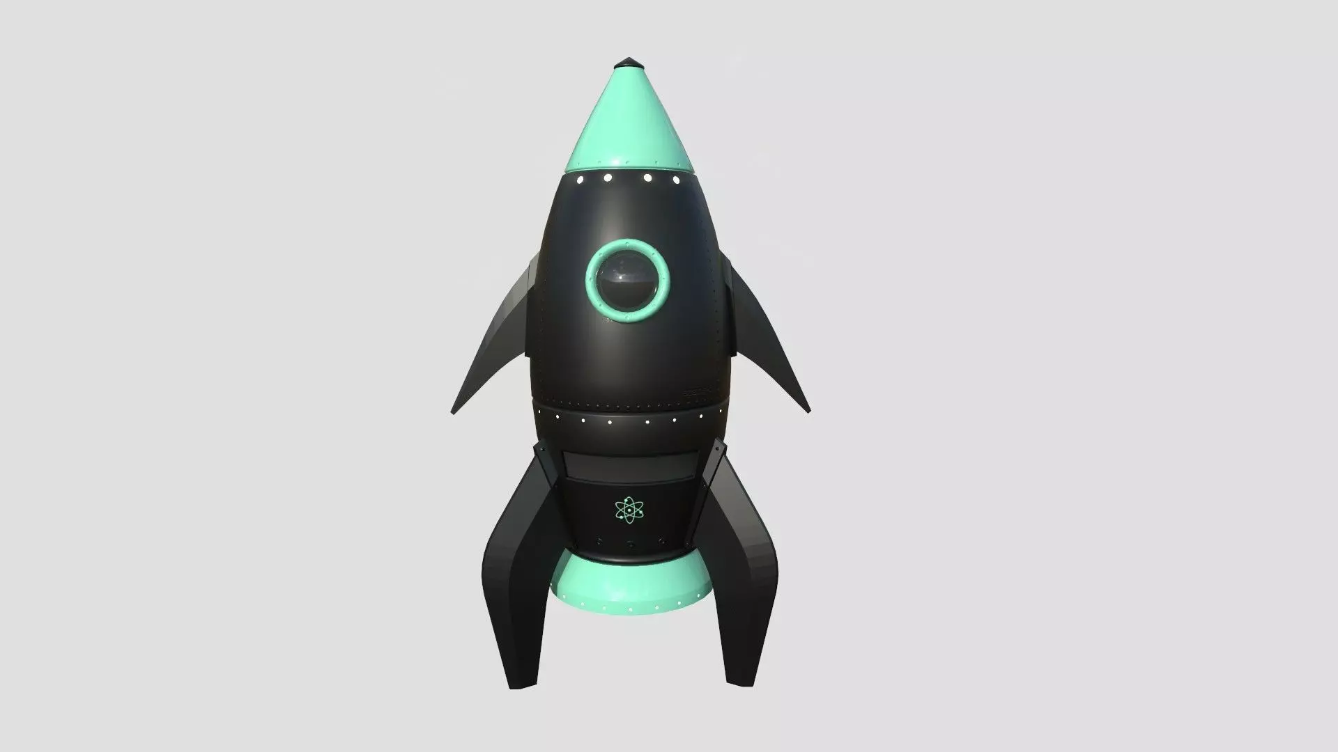 Cartoon Spaceship 02 Black Green - Spacecraft Vehicle SciFi Low-poly 3D model