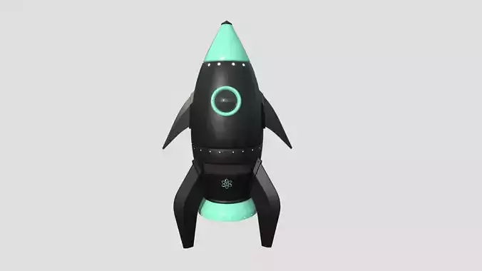 Cartoon Spaceship 02 Black Green - Spacecraft Vehicle SciFi