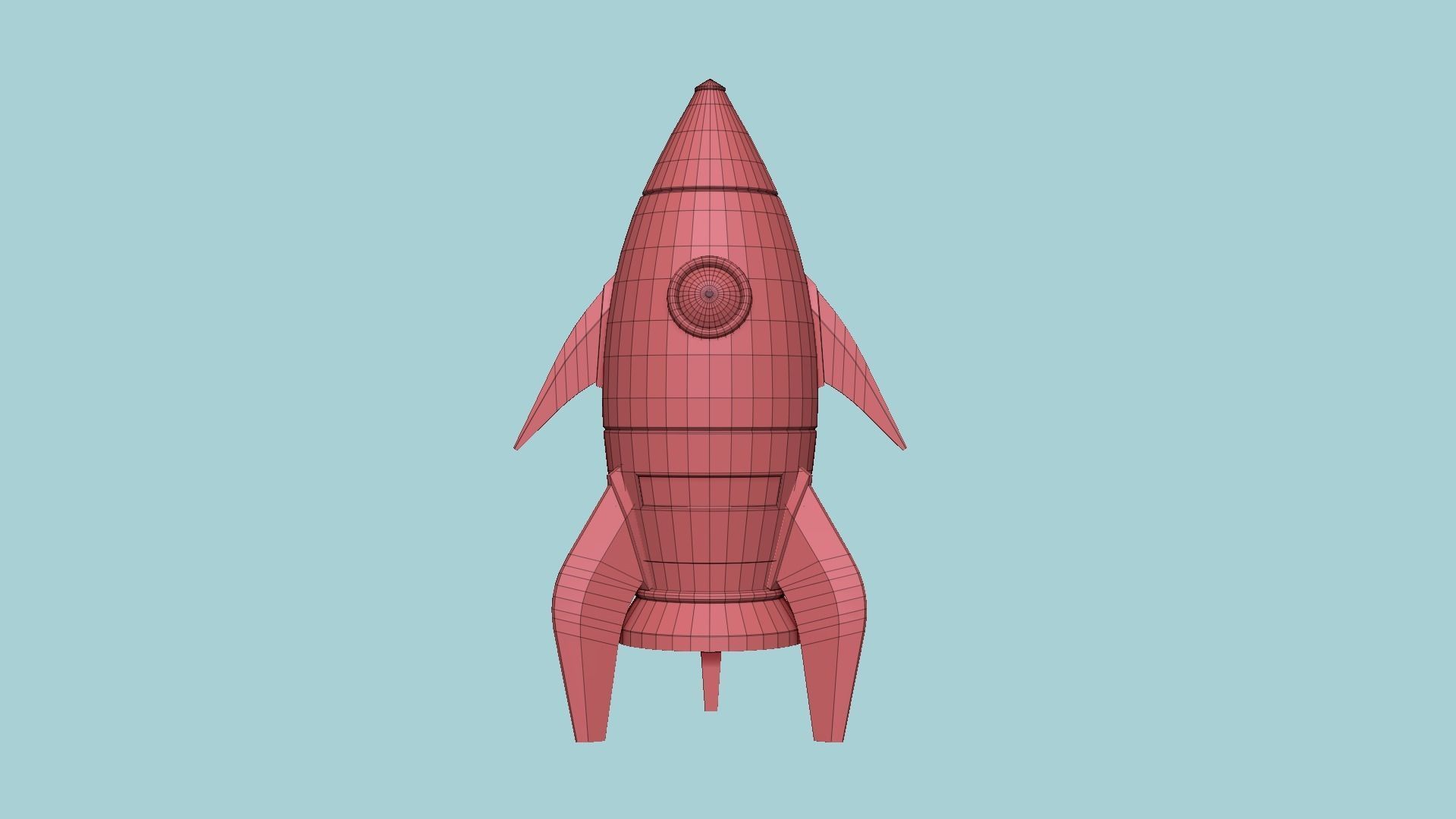 Cartoon Spaceship 03 Pink Blue - Spacecraft Vehicle SciFi Low-poly 3D model_11