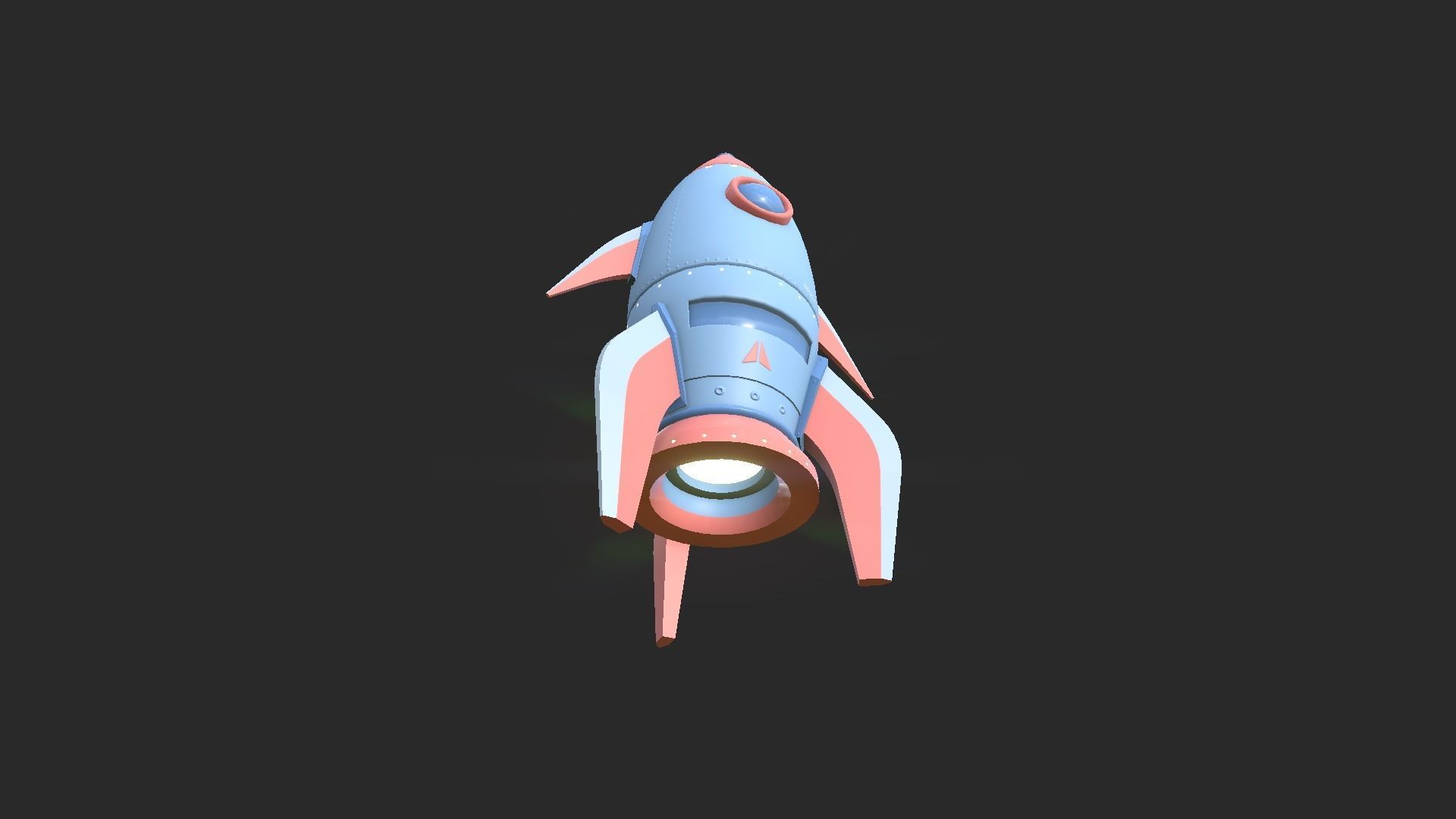 Cartoon Spaceship 03 Pink Blue - Spacecraft Vehicle SciFi Low-poly 3D model_3