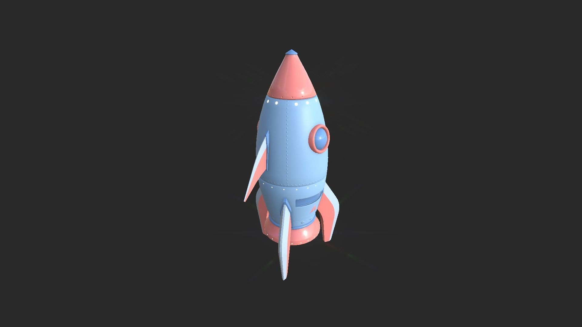 Cartoon Spaceship 03 Pink Blue - Spacecraft Vehicle SciFi Low-poly 3D model_2