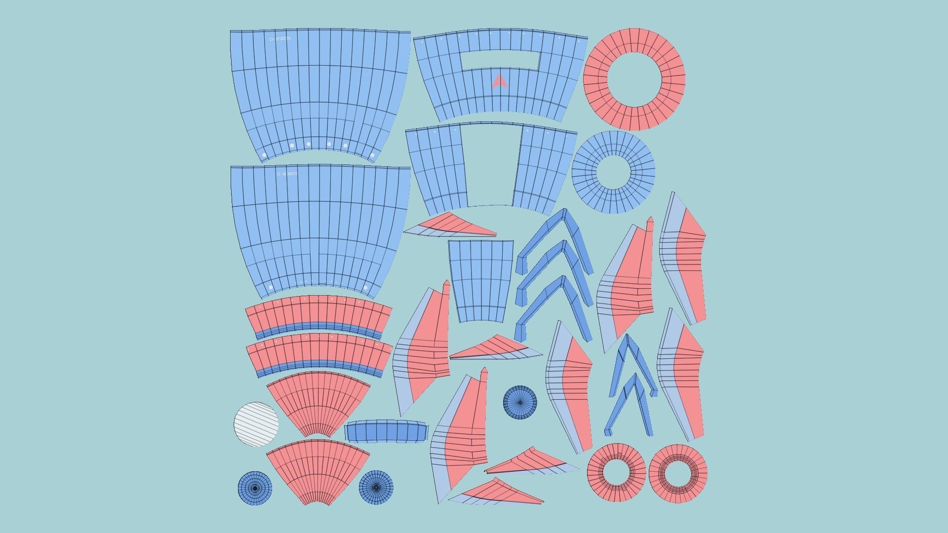 Cartoon Spaceship 03 Pink Blue - Spacecraft Vehicle SciFi Low-poly 3D model_5