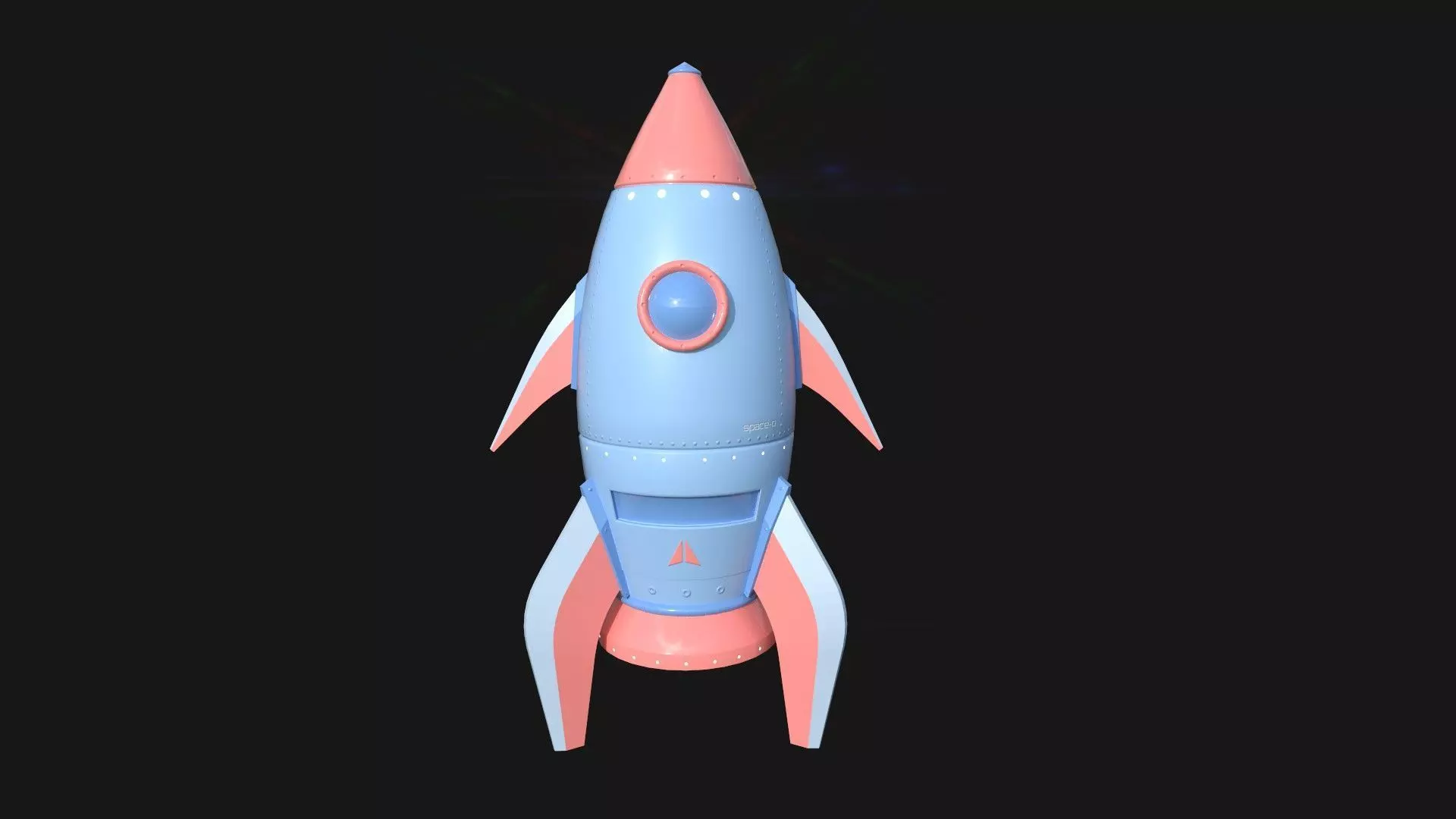 Cartoon Spaceship 03 Pink Blue - Spacecraft Vehicle SciFi Low-poly 3D model_0