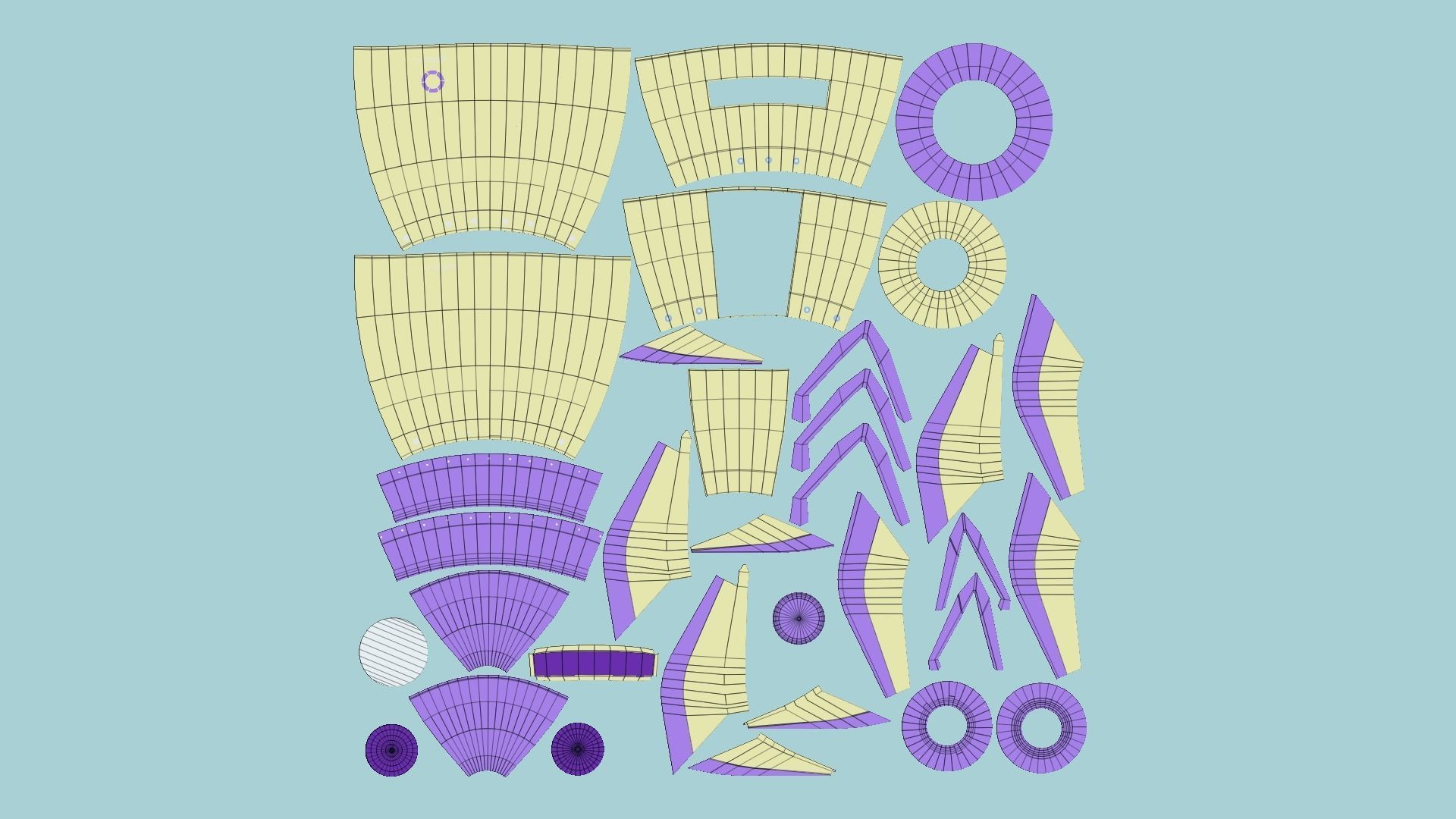 Cartoon Spaceship 04 Yellow Purple - Spacecraft Vehicle SciFi Low-poly 3D model_5