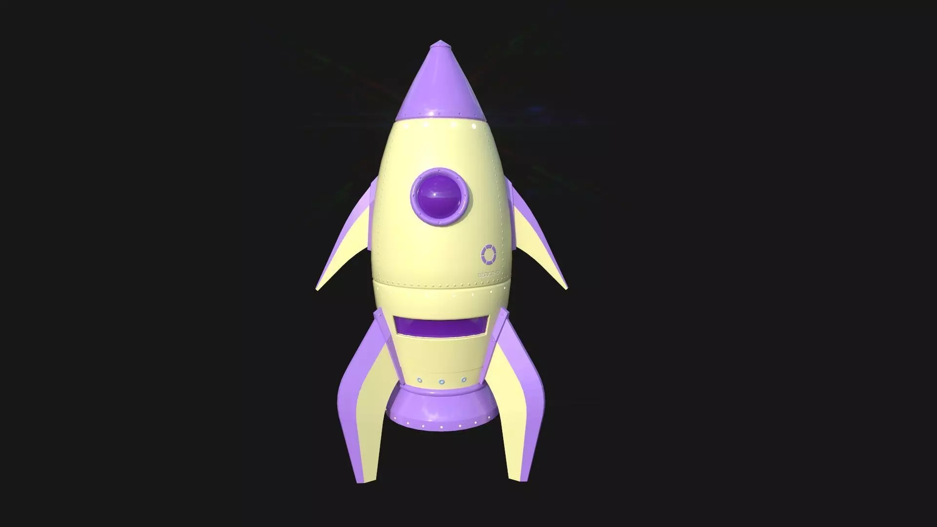 Cartoon Spaceship 04 Yellow Purple - Spacecraft Vehicle SciFi Low-poly 3D model_0