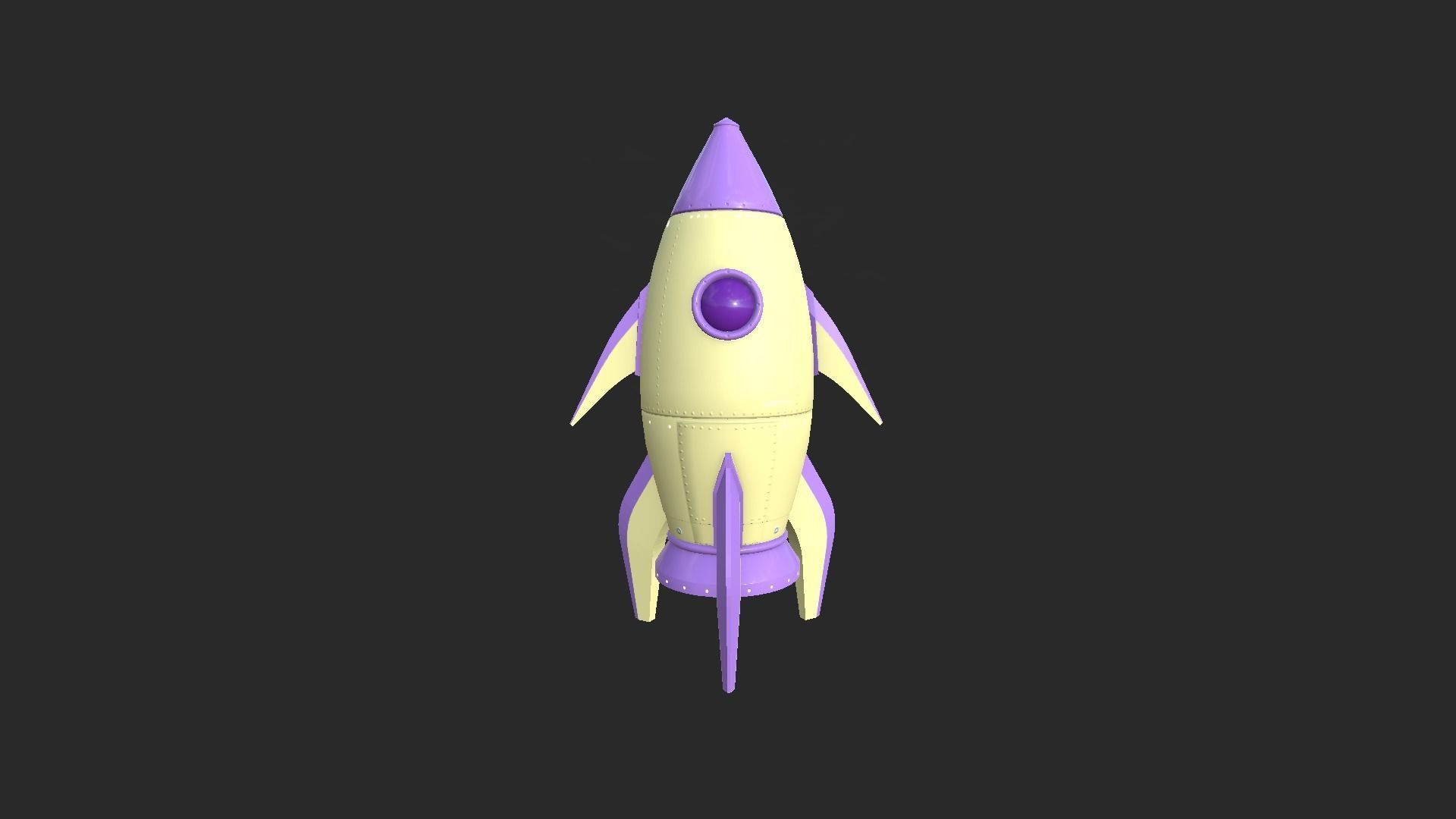 Cartoon Spaceship 04 Yellow Purple - Spacecraft Vehicle SciFi Low-poly 3D model_1