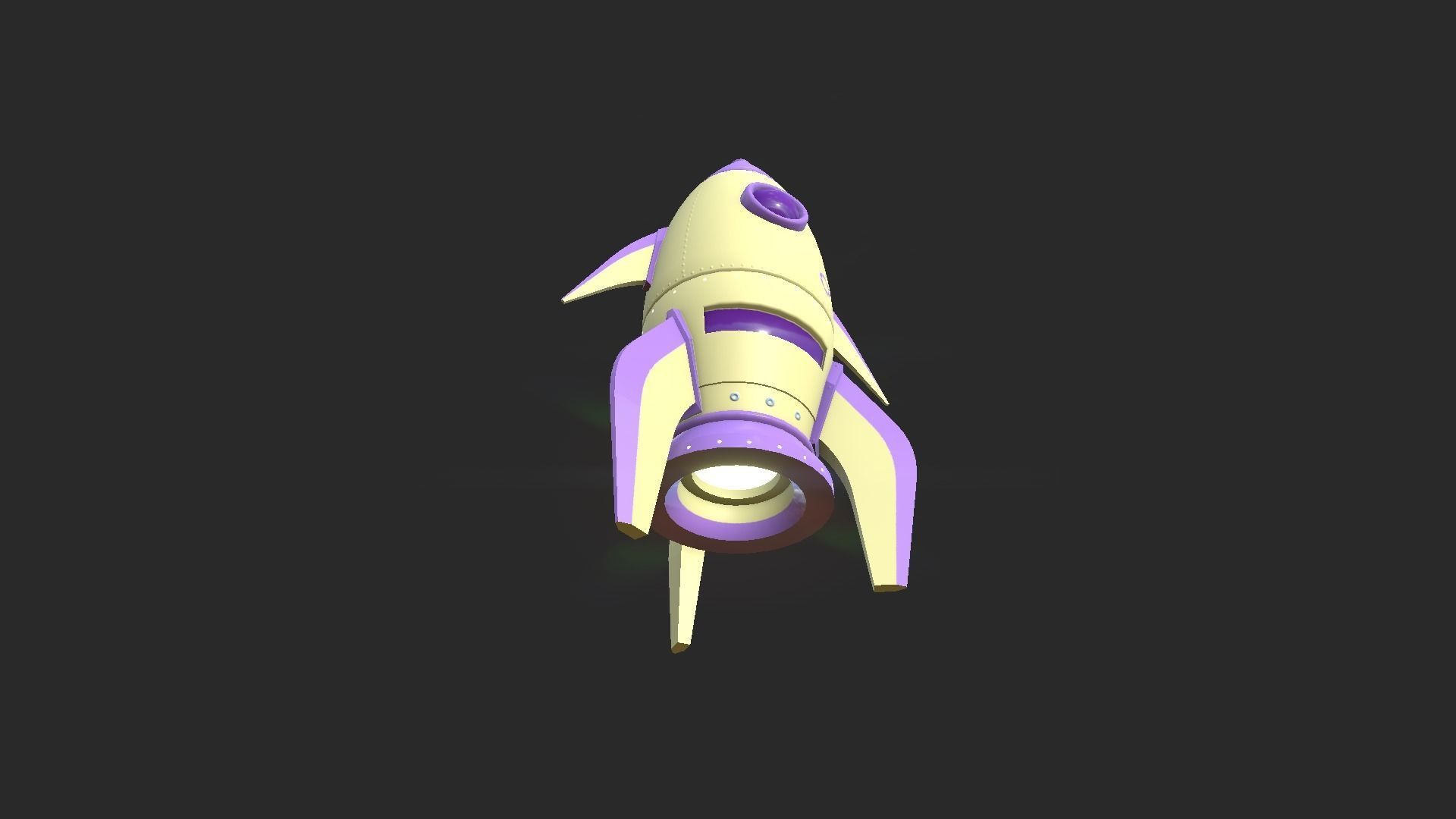 Cartoon Spaceship 04 Yellow Purple - Spacecraft Vehicle SciFi Low-poly 3D model_3
