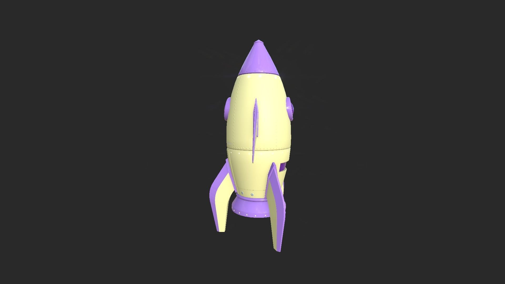 Cartoon Spaceship 04 Yellow Purple - Spacecraft Vehicle SciFi Low-poly 3D model_4