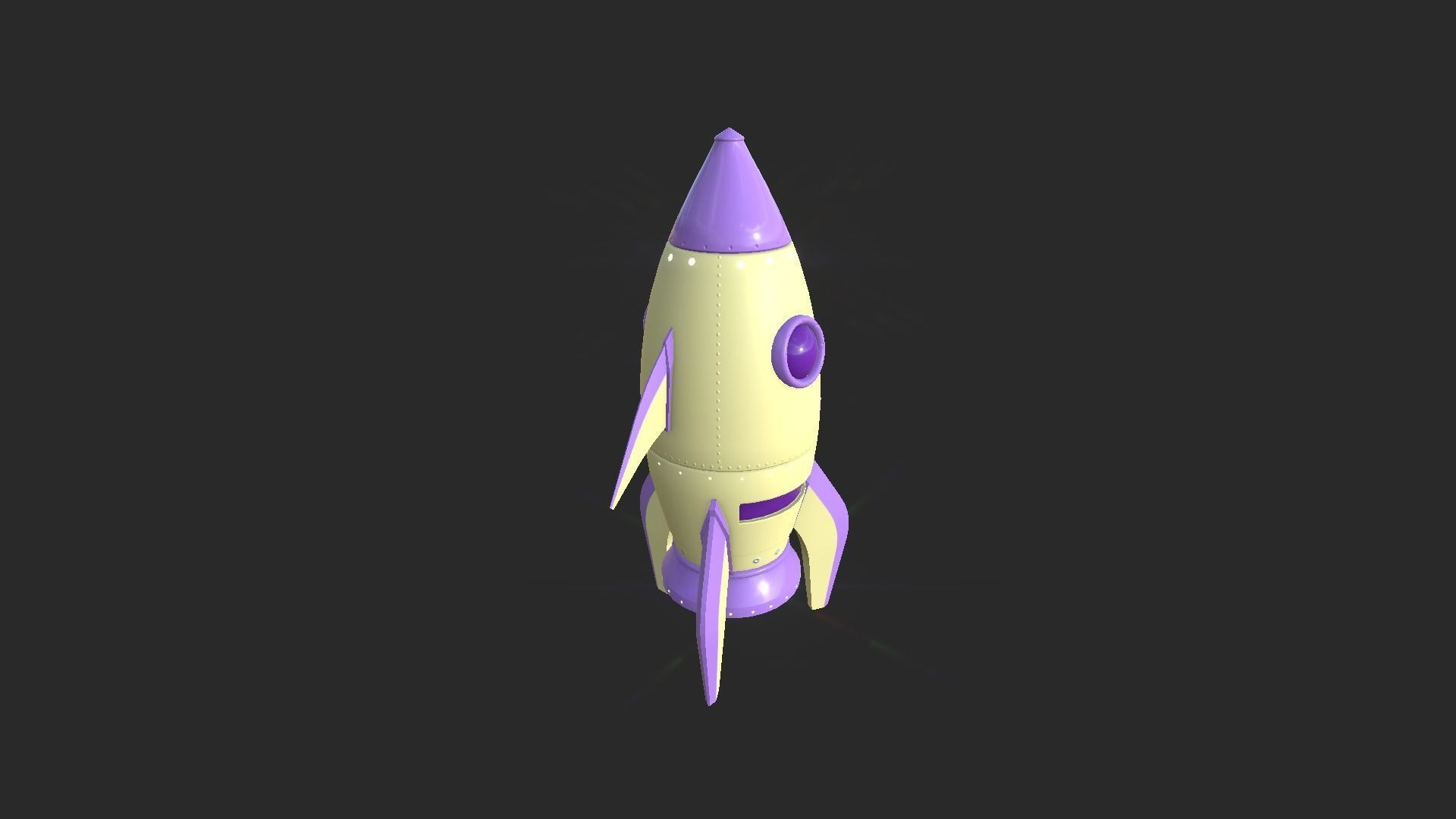 Cartoon Spaceship 04 Yellow Purple - Spacecraft Vehicle SciFi Low-poly 3D model_2