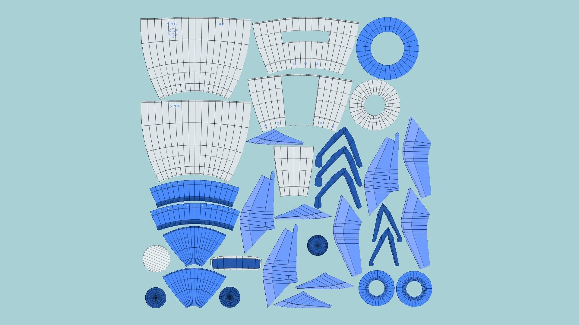 Cartoon Spaceship 05 White Blue - Spacecraft Vehicle SciFi Low-poly 3D model_5