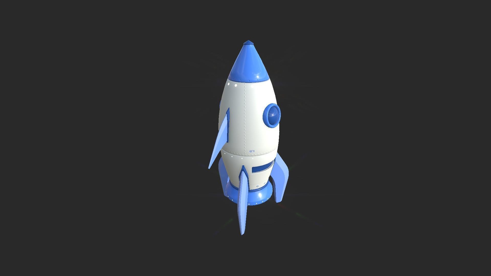Cartoon Spaceship 05 White Blue - Spacecraft Vehicle SciFi Low-poly 3D model_2