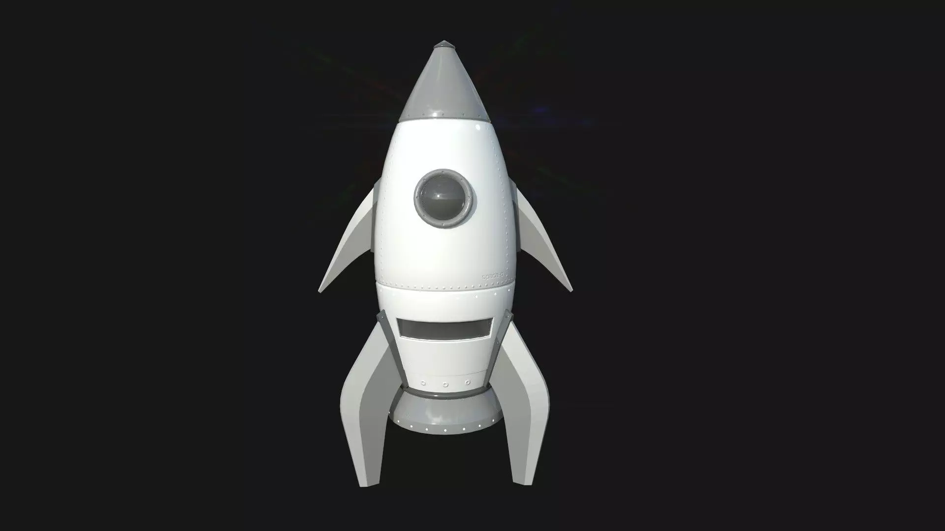 Cartoon Spaceship 06 Black White - Spacecraft Vehicle SciFi Low-poly 3D model