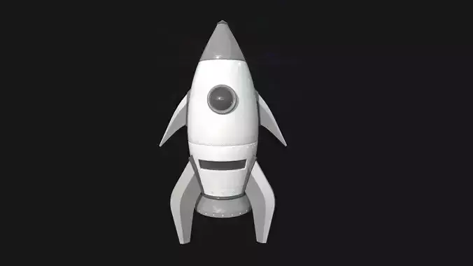 Cartoon Spaceship 06 Black White - Spacecraft Vehicle SciFi