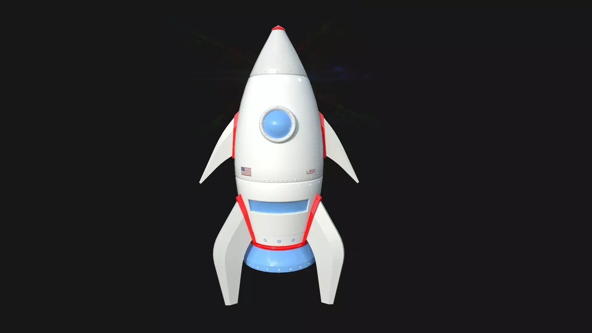 Cartoon Spaceship 07 USA - Spacecraft Vehicle SciFi Low-poly 3D model