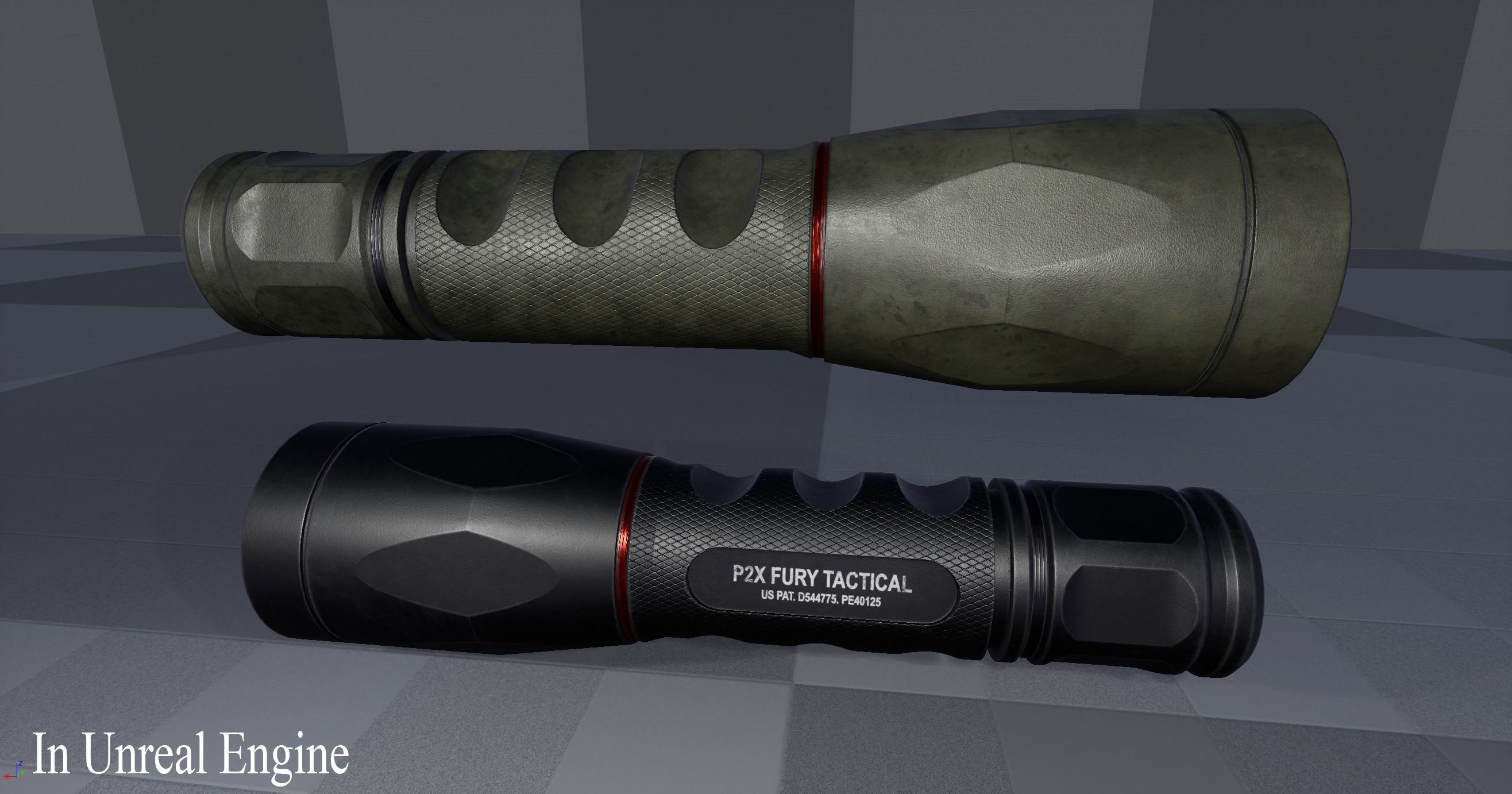 Flashlight P2X Fury Tactical Low-poly 3D model_9
