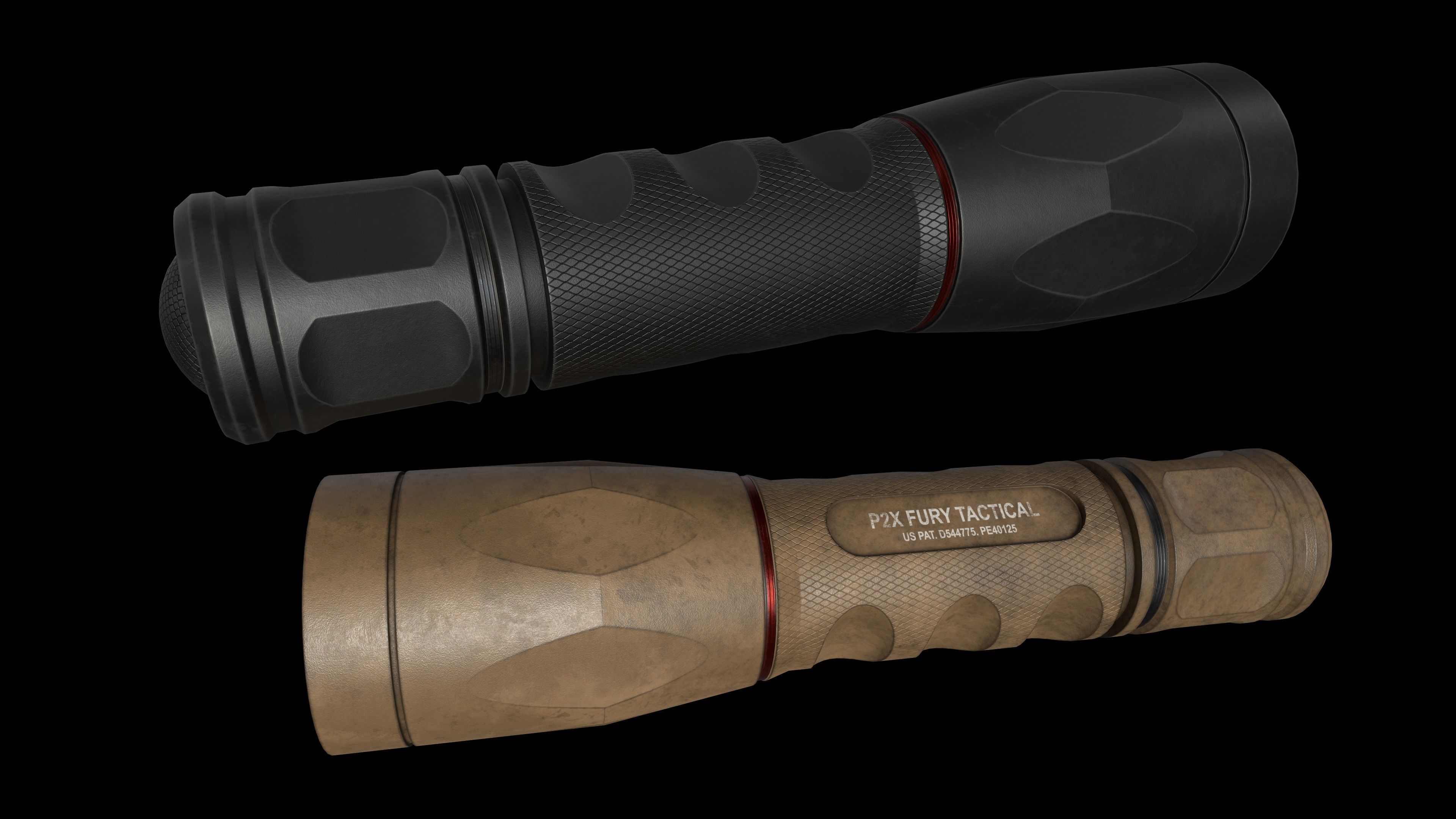 Flashlight P2X Fury Tactical Low-poly 3D model_4