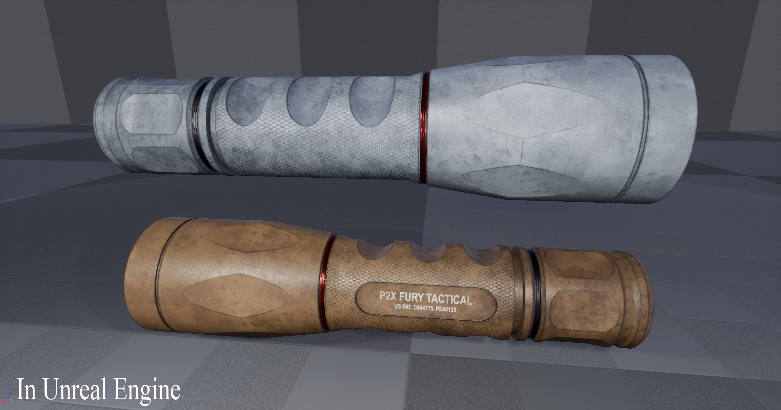 Flashlight P2X Fury Tactical Low-poly 3D model_8