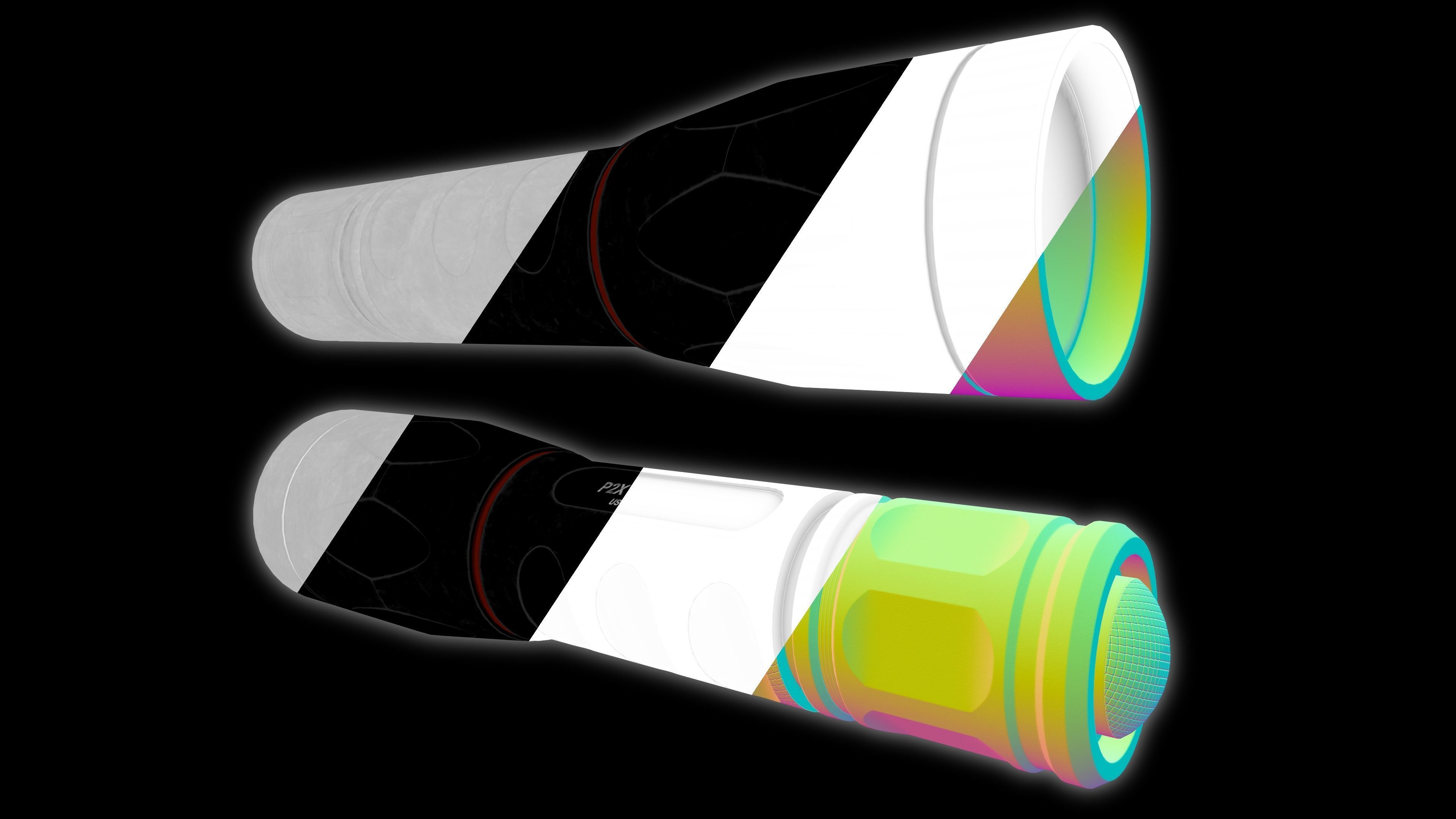 Flashlight P2X Fury Tactical Low-poly 3D model_6