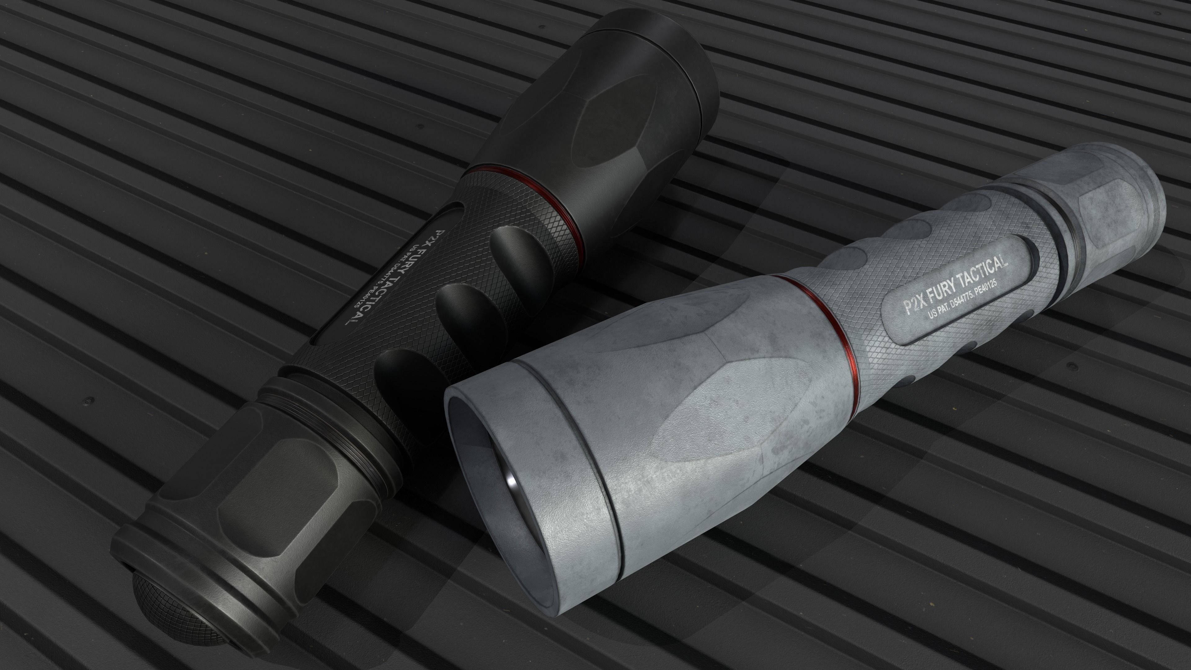 Flashlight P2X Fury Tactical Low-poly 3D model_2