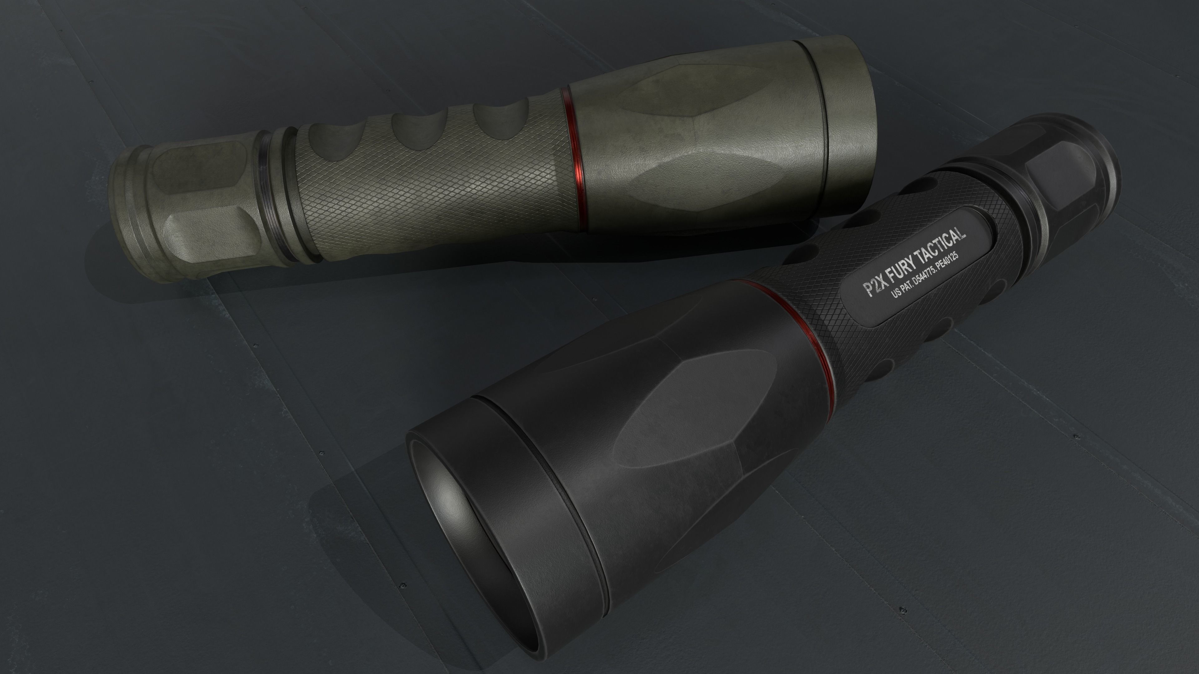 Flashlight P2X Fury Tactical Low-poly 3D model_1