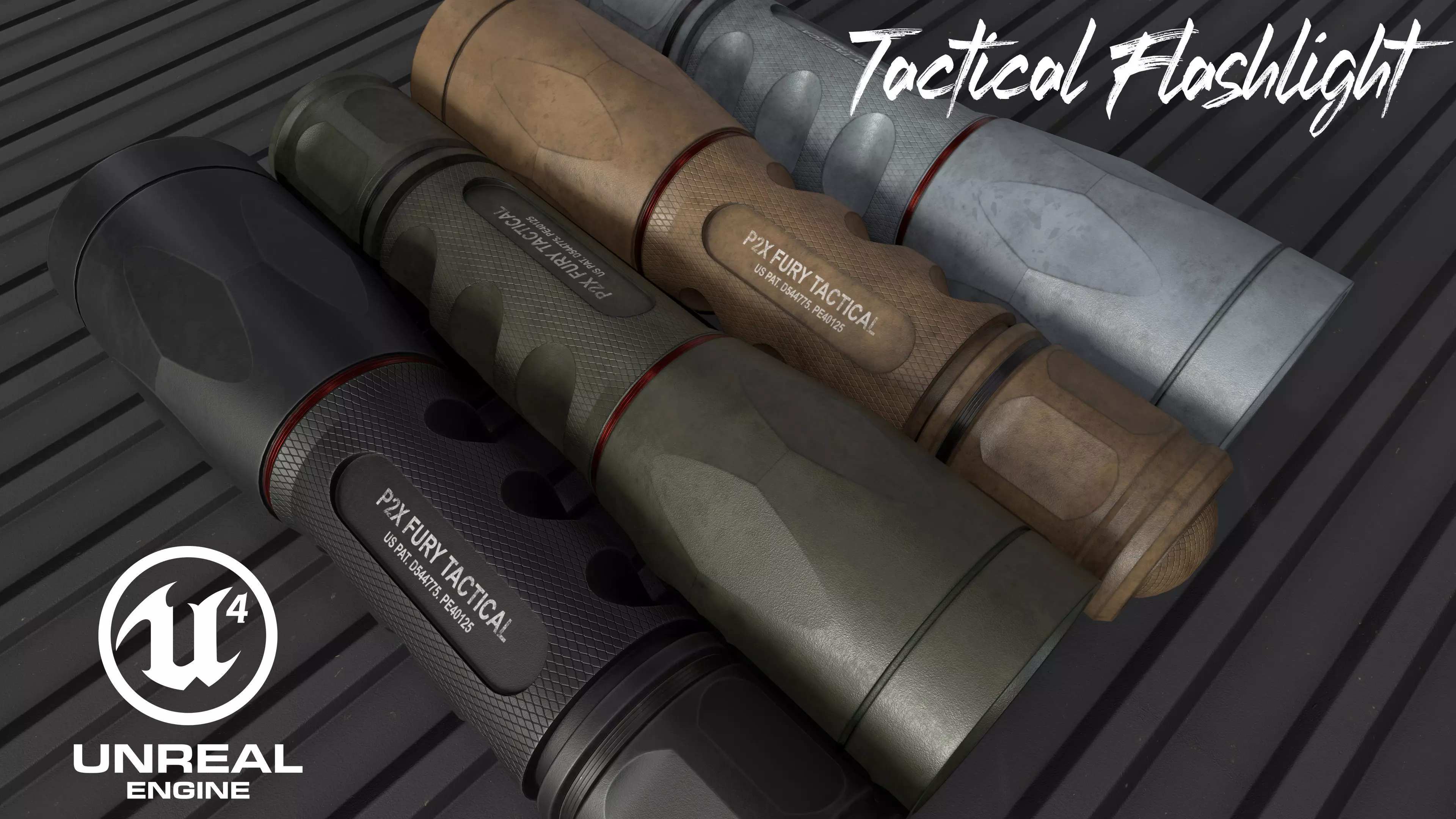 Flashlight P2X Fury Tactical Low-poly 3D model_0