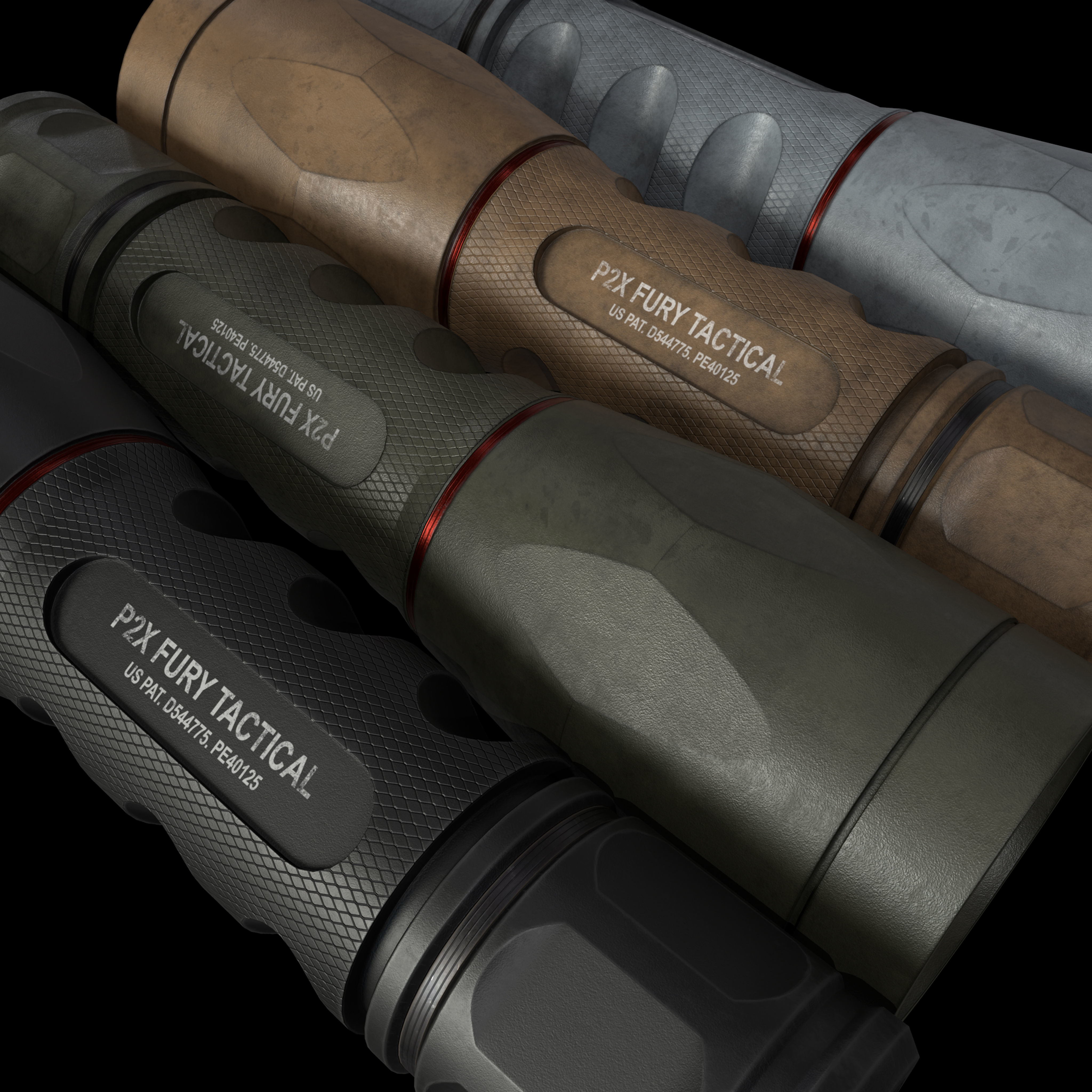 Flashlight P2X Fury Tactical Low-poly 3D model_10