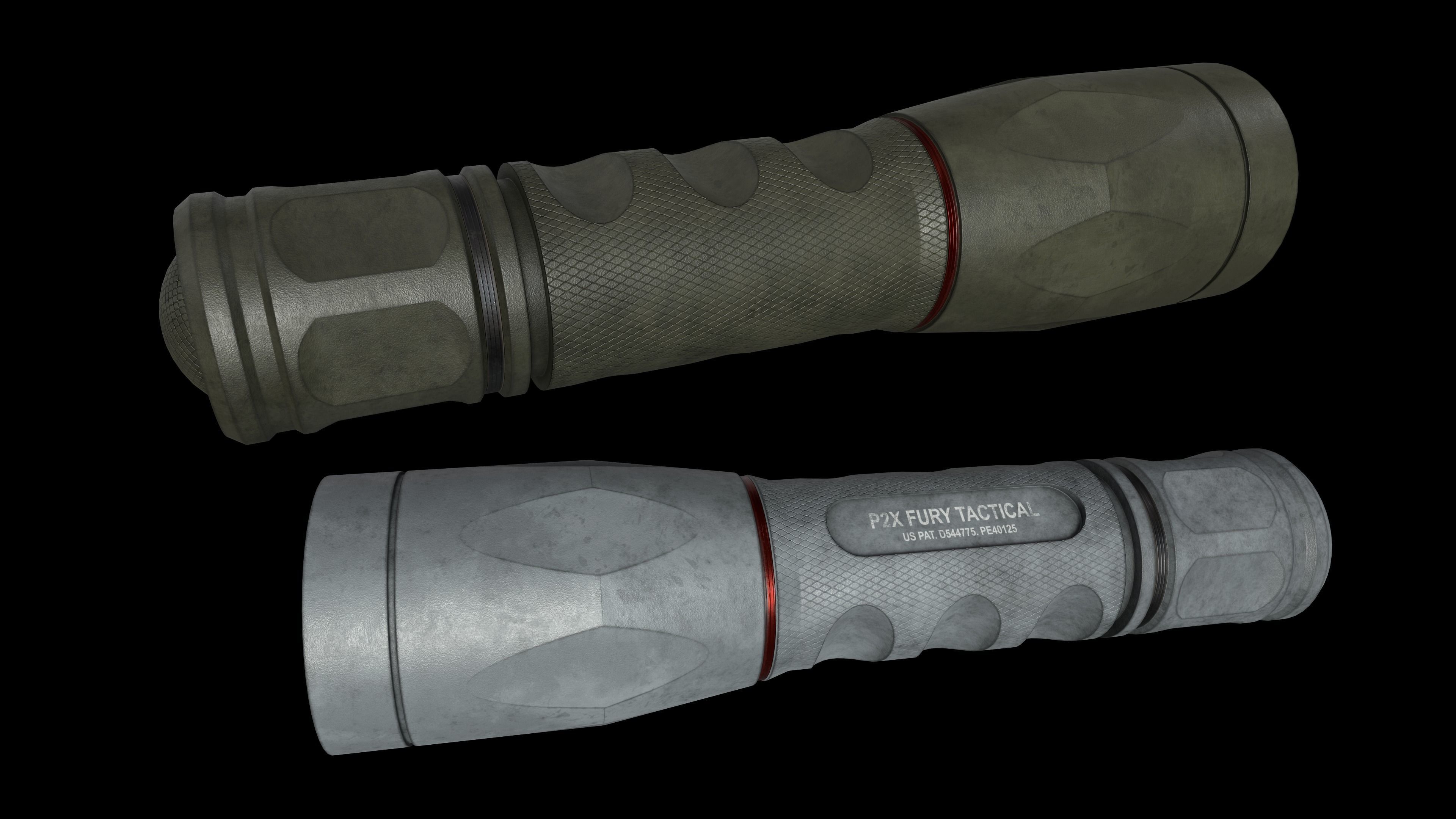 Flashlight P2X Fury Tactical Low-poly 3D model_3