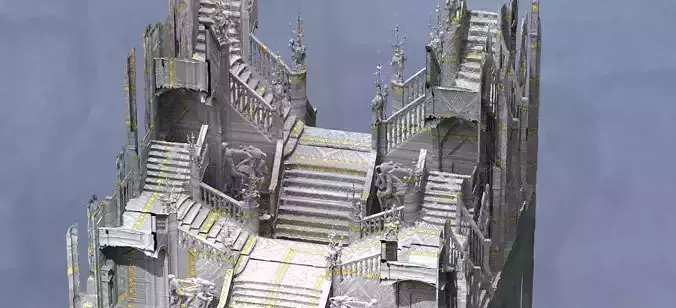 Ornate Cult Hall stairs 2 designs 3D model