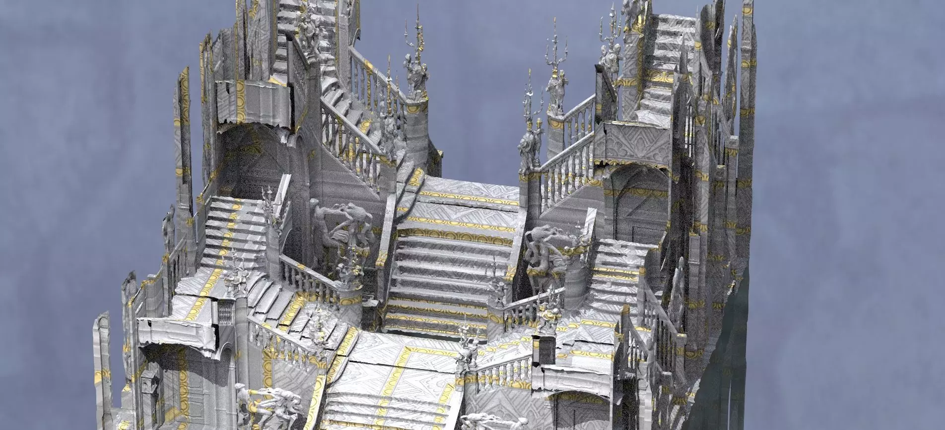 Ornate Cult Hall stairs 2 designs 3D model_0