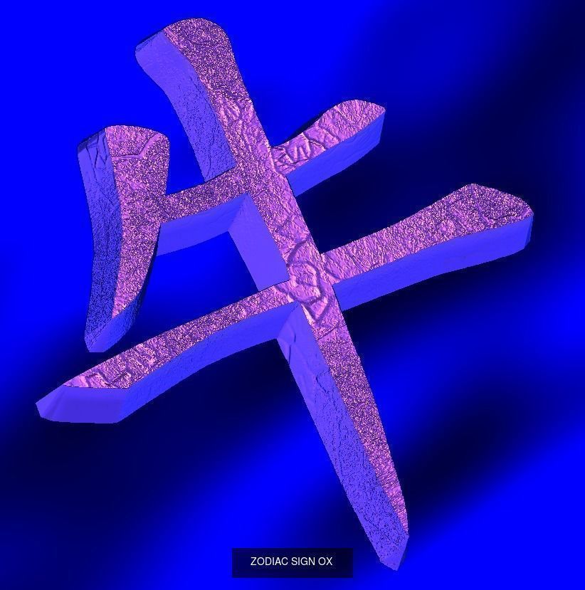 Zodiak Signs hieroglyph Symbols 3D Model Collection_12