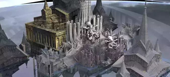 Deep alien Cult Temples 1 kit bash 3D model