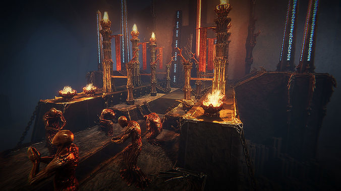 Grim temple Low-poly 3D model 2
