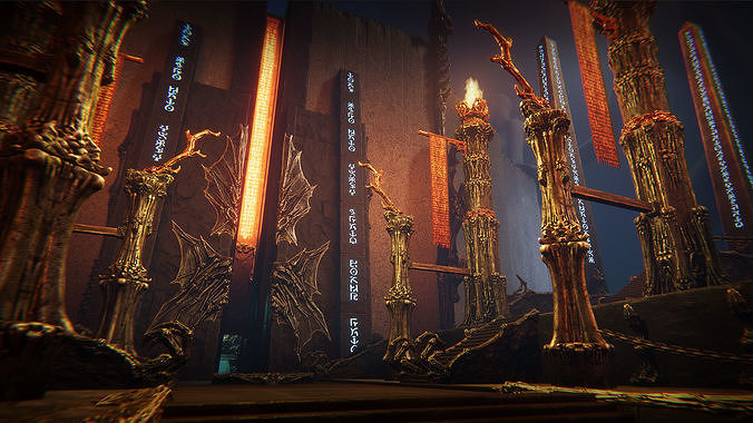 Grim temple Low-poly 3D model 3