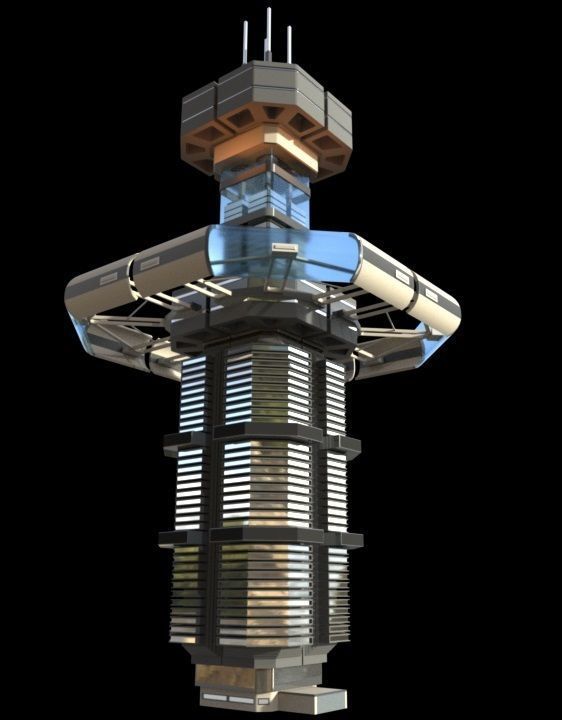 Sci fi Tower - VR Low-poly 3D model_6