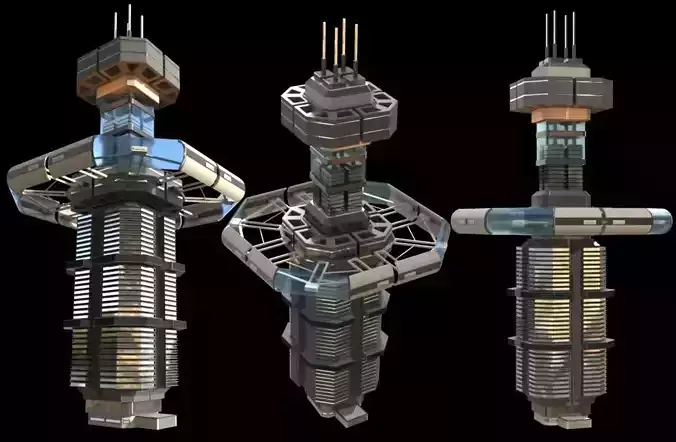 Sci fi Tower - VR Low-poly 3D model