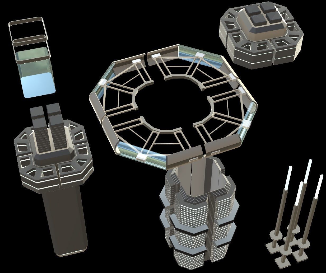 Sci fi Tower - VR Low-poly 3D model_11