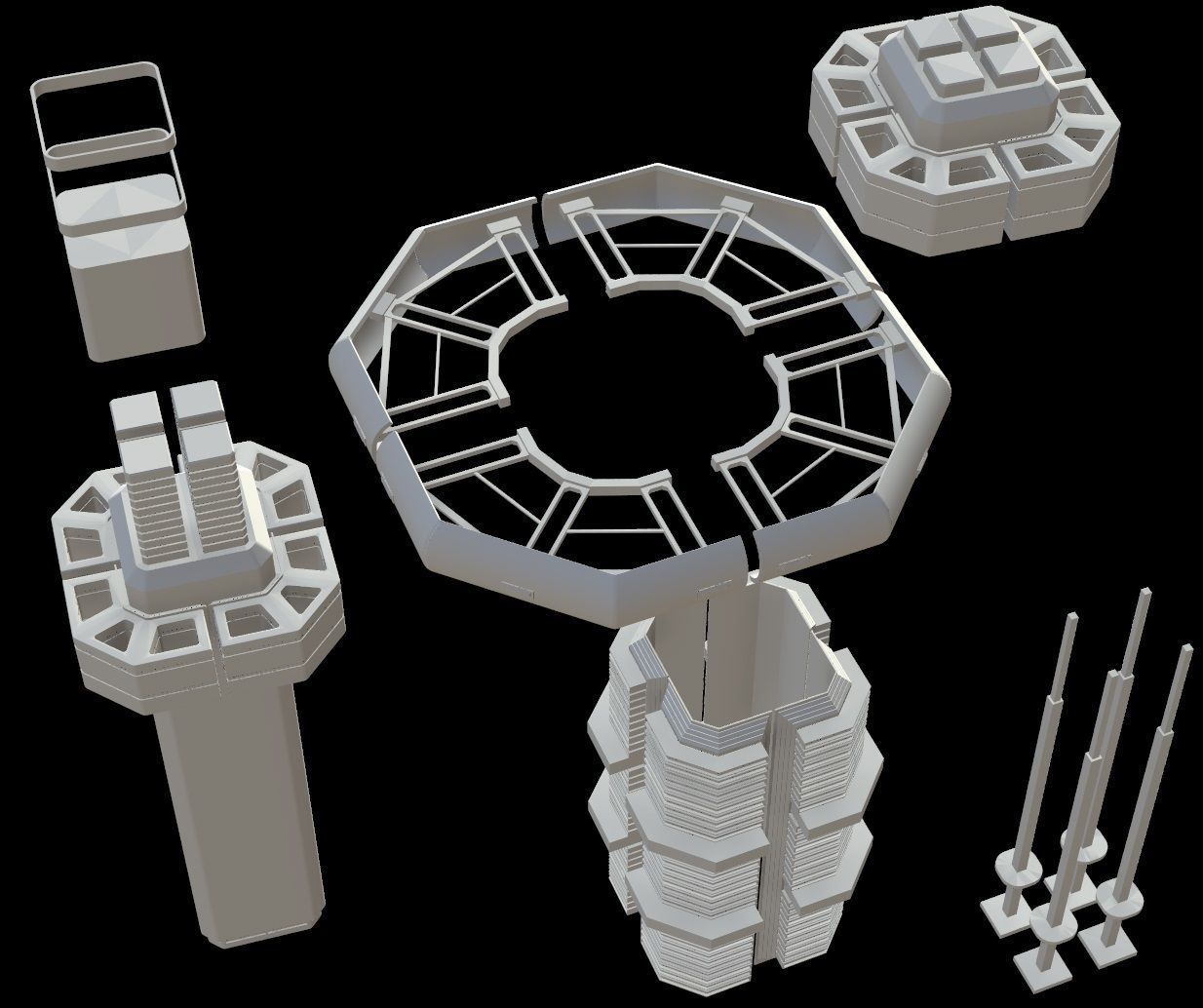 Sci fi Tower - VR Low-poly 3D model_13