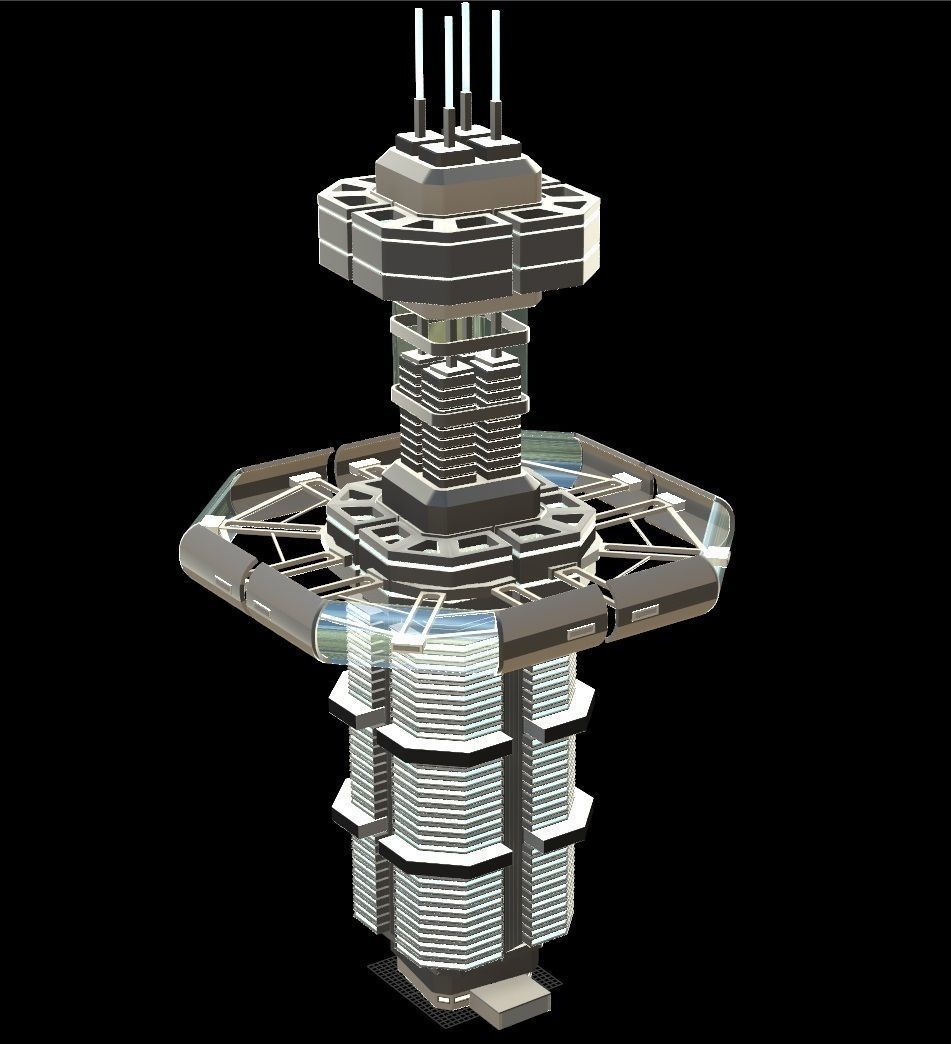 Sci fi Tower - VR Low-poly 3D model_9
