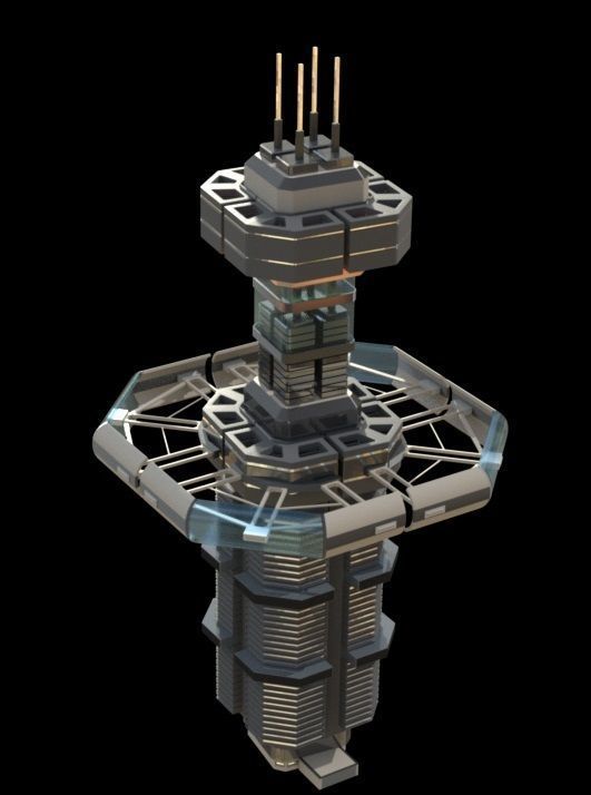 Sci fi Tower - VR Low-poly 3D model_7