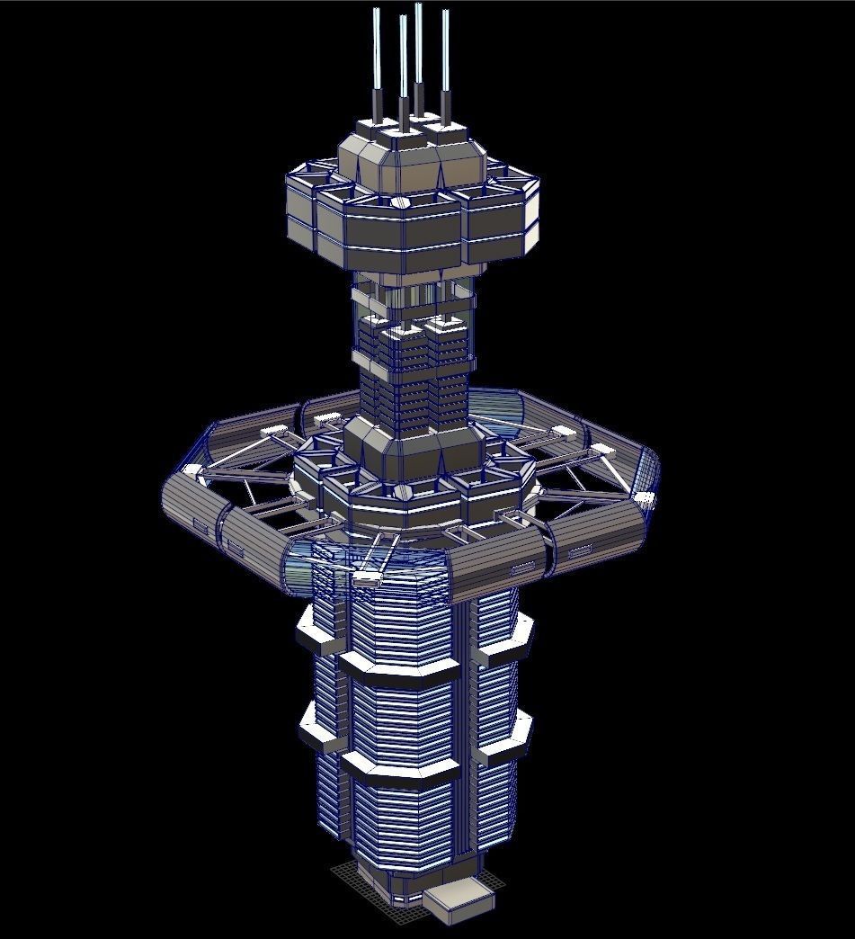Sci fi Tower - VR Low-poly 3D model_4